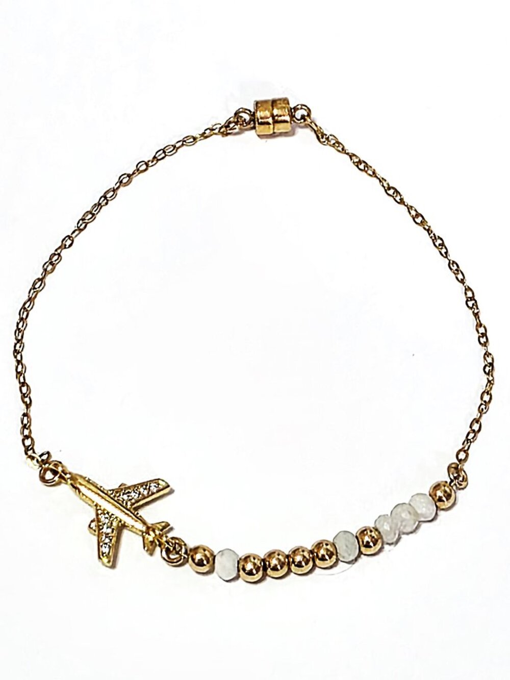 Gold-tone beaded airplane bracelet